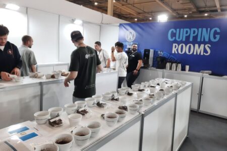 Cupping room at World of Coffee Athens 2023